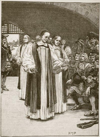 De syv biskopper, der går ind i tårnet, illustration fra Cassells Illustrated History of England (sepiafoto) af English School