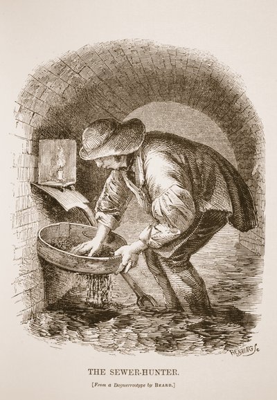 The Sewer-Hunter, fra daguerreotypiet af Richard Beard, illustration fra London Labor og London Poor af Henry Mayhew, pub. 1862 af English School