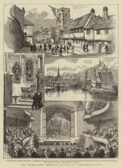 Shakespeare Memorial Festival i Stratford-on-Avon (gravering) af English School