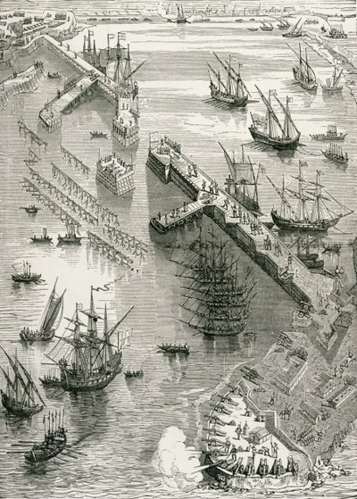 The Siege of Rochelle, fra The History of France, af Emile de Bonnechose, udgivet af Ward, Lock and Co, London af English School