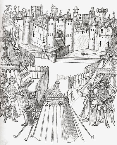 Belejringen af Rouen, Frankrig i 1418, fra "A Short History of the English People" af J. R. Green, udgivet i 1893 af English School