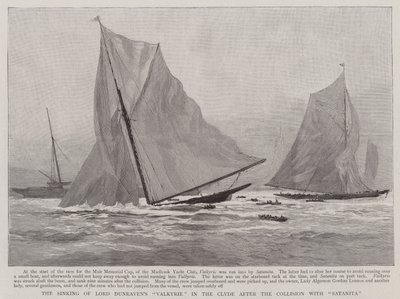 Forliset af Lord Dunravens "Valkyrie" i Clyde efter kollisionen med "Satanita" (gravering) af English School