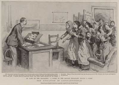 Situationen i Konstantinopel (litho) af English School