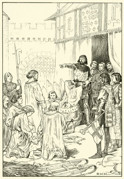 De seks mænd fra Calais (blæk på papir) af English School