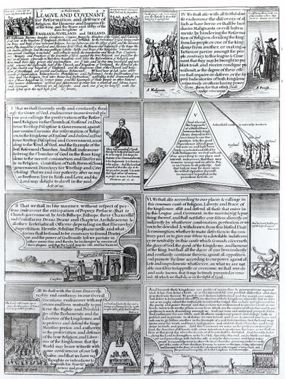 Den højtidelige liga og pagt af 1643, indgraveret af W. Hollar (1607-77) af English School