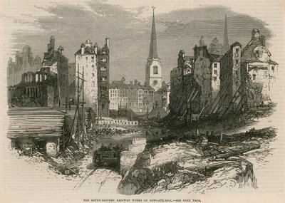 South-Eastern Railway arbejder på Dowgate Hill, London af English School
