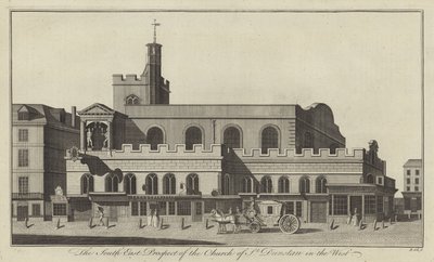 Den sydøstlige udsigt til Church of St Dunstan i vest, London af English School