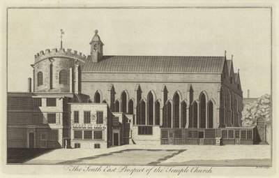 The South East Prospect of the Temple Church, London af English School