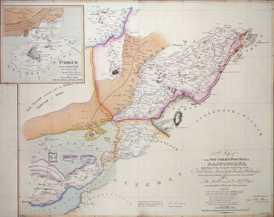 Den sydlige del af Rajpootana, 1820 (farvegravering) af English School