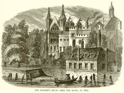 The Speakers House from the River, i 1830 af English School