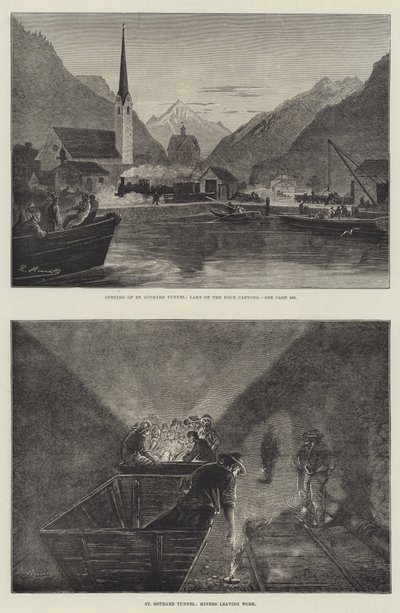 St Gothard Railway Tunnel (gravering) af English School