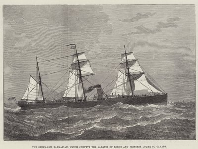 Steam-Ship Sarmatian, som formidler markisen af Lorne og prinsesse Louise til Canada (gravering) af English School