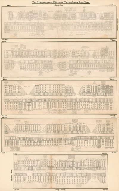 The Strand omkring 1844 fra Talliss London Street Views af English School