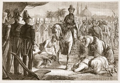 The Surrender of Moolraj, illustration fra Cassells Illustrated History of England af English School