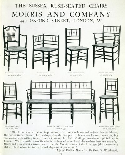 Sussex Rush-Seated Chairs, lavet af Morris and Company af English School