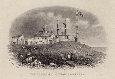 Telegrafstationen, Llandudno (kobberstik) af English School