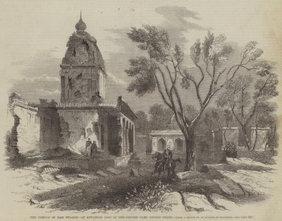 Temple of Ram Swamee, en avanceret post fra den britiske lejr før Delhi (gravering) af English School