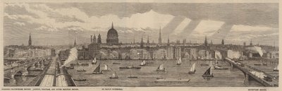Themsen Embankment på nordsiden af Themsen fra Palace of Westminster til Blackfriars Bridge af English School