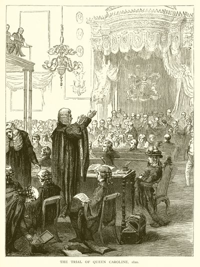 Retssagen mod dronning Caroline, 1820 af English School