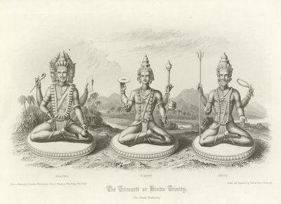 Trimurti eller hinduistisk treenighed af English School