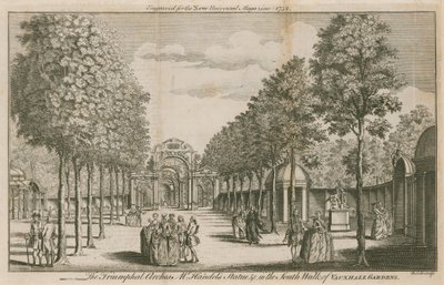 Triumfbuerne, Mr Handels Statue, i South Walk of Vauxhall Gardens, London af English School