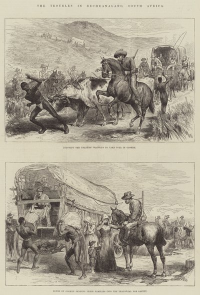 Problemerne i Bechuanaland, Sydafrika (gravering) af English School