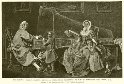 Tschudi-familien: Tschudi Tuning a præsenteret af ham til Frederik den Store, 1745 af English School