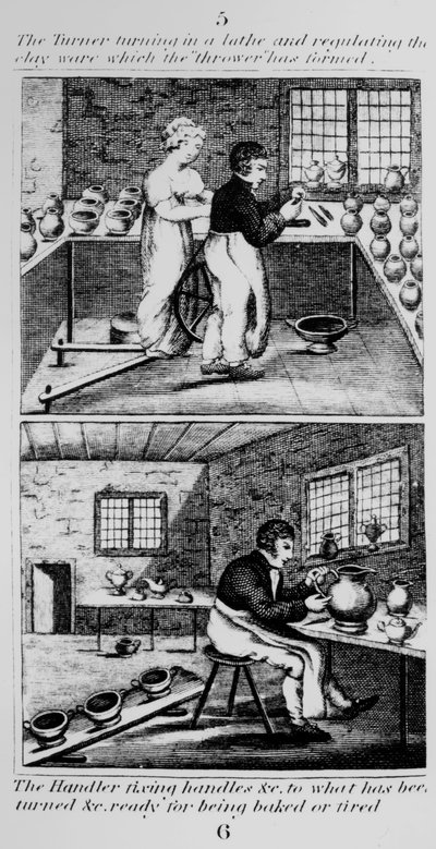 The Turner drejer drejebænken, 1827 af English School