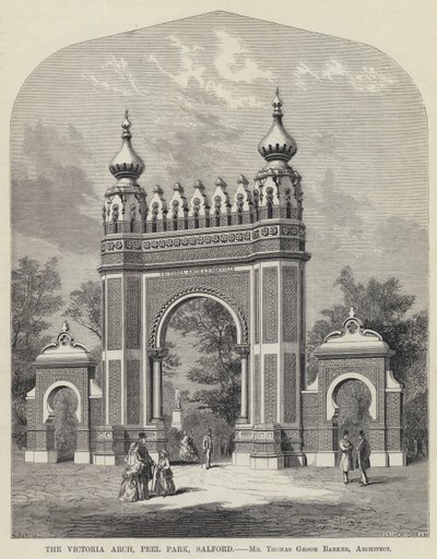 Victoria Arch, Peel Park, Salford (gravering) af English School