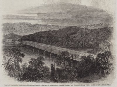 Krigen i Amerika, Kædebroen over Potomac over Georgetown, ser mod Virginia Shore (gravering) af English School