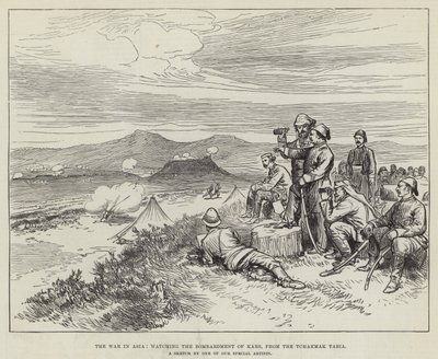 Krigen i Asien, se bombardementet af Kars, fra Tchakmak Tabia (gravering) af English School