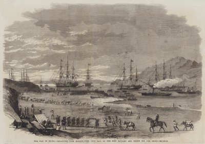 Krigen i Kina, afgang fra Hockly Pier, Odin Bay, Sikh-kavaleriet og tropperne til Peiho (gravering) af English School