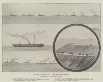 Krigen i Østasien, skitser Wei-Hai-Wei (litho) af English School