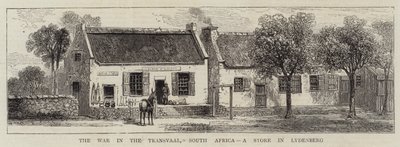 Der Krieg im Transvaal, Südafrika, ein Laden in Lydenberg (Gravur) von English School