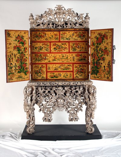 The Witcombe Cabinet, ca. 1697 (japaneret og forsølvet træ) af English School