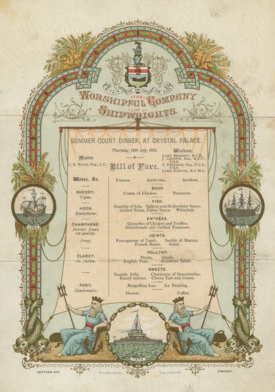 The Worshipful Company of Shipwrights Summer Court Dinner (chromolitho) af English School