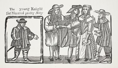 Den unge ridder, der giftede sig med smukke Betty, illustration fra Chap-books of the Eighteenth Century af John Ashton, pub. 1882 af English School