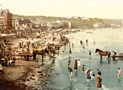 Stranden, Douglas (håndfarvet foto) af English School