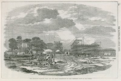 Bygningen i Hyde Park, London, til den store udstilling i 1851 af English School