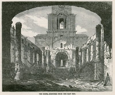 Afbrændingen af St Annes Kirke i Limehouse af English School
