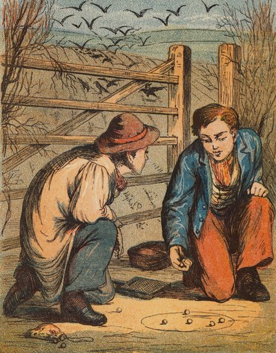 Den skødesløse krage-tender (farvelitografi) af English School