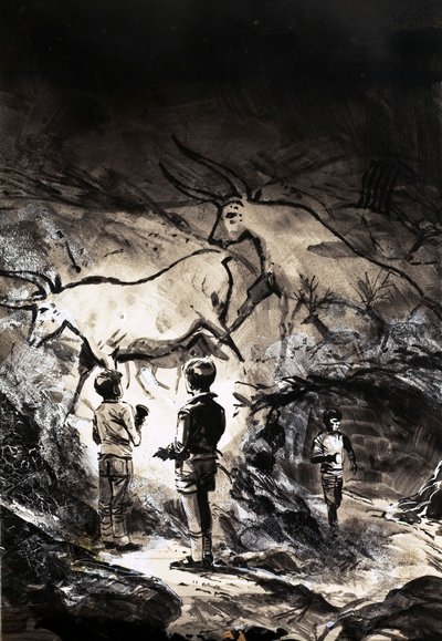 Hulemalerierne i Lascaux nær Montignac i Frankrig af English School
