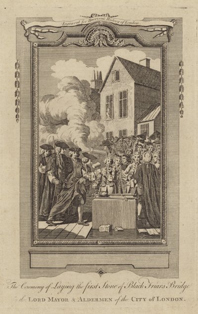 Ceremonien med at lægge den første sten til Black Friars Bridge af English School