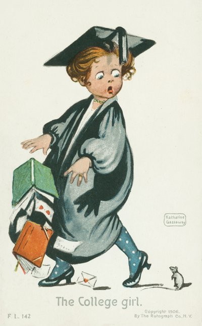 The college girl (farvelitografi) af English School