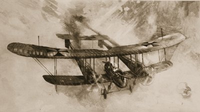 Det store kampflys komme: den dobbelte tyske biplan, som britiske flyvere har beskæftiget sig med, fra The Illustrated War News af English School