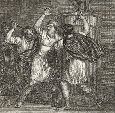 Julius Cæsars død (kobberstik) af English School