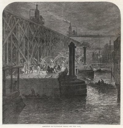 Nedrivningen af Blackfriars Bridge af English School
