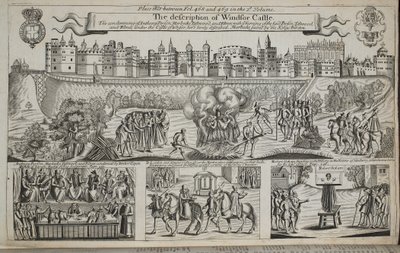 Die Beschreibung von Windsor Castle, Illustration aus Acts and Monuments von John Foxe, neunte Ausgabe, veröffentlicht 1684 von English School