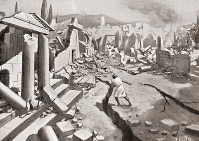 Jordskælvet i Sparta, det antikke Grækenland, 464 f.Kr., fra Hutchinson