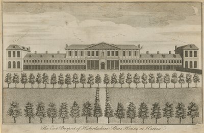 Den østlige udsigt til Haberdashers Alms Houses af English School